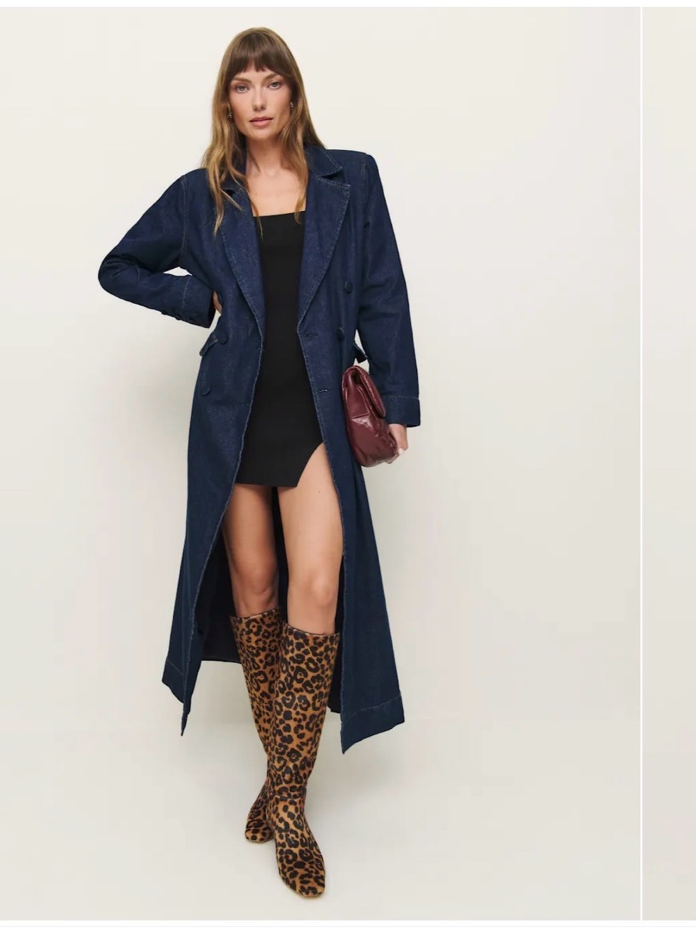 Reformation Azalea Long Denim Blazer Blue - Size XS
